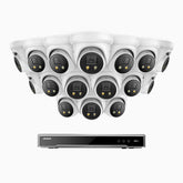 H800X - 4K 16 Channel 16 Cameras PoE Security System, 1/1.8'' BSI Sensor, f/1.6 Aperture (0.003 Lux), Siren & Strobe Alarm,Two-Way Audio, Human & Vehicle Detection, Perimeter Protection, Works with Alexa, All-Metal Housing